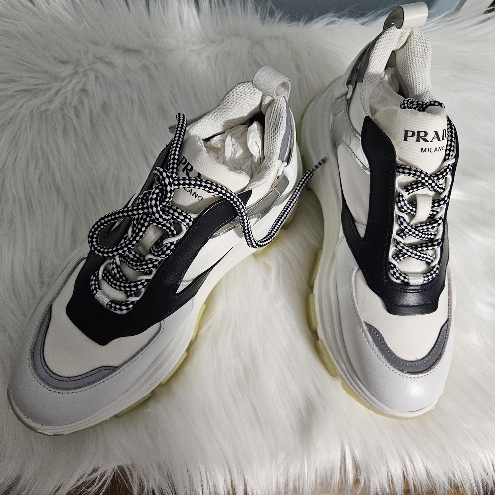 💜SOLD💜Prada Pegasus Black and White Sneakers